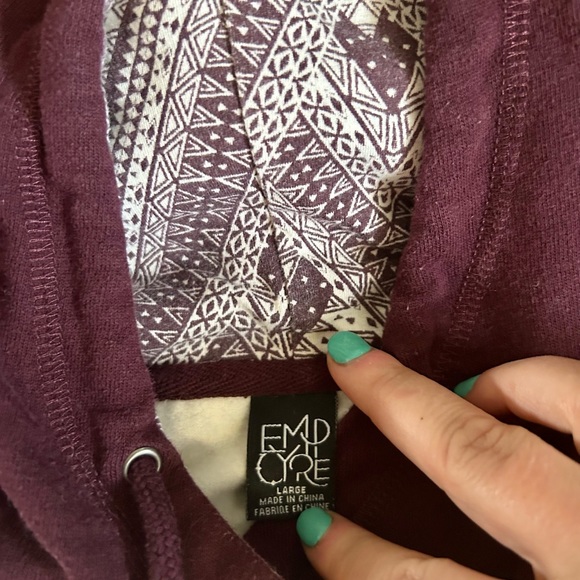 EMPYRE Women’s Hooded Sweatshirt Maroon and Cream, Size L - Picture 2 of 4